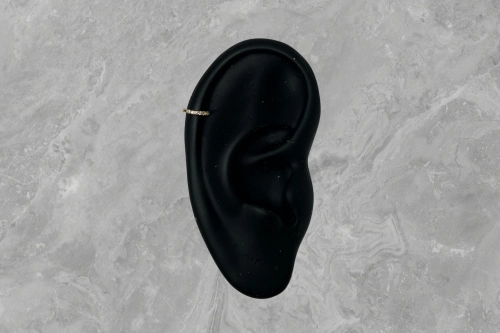 Eternity mini Huggies with diamonds 18k gold - Culet